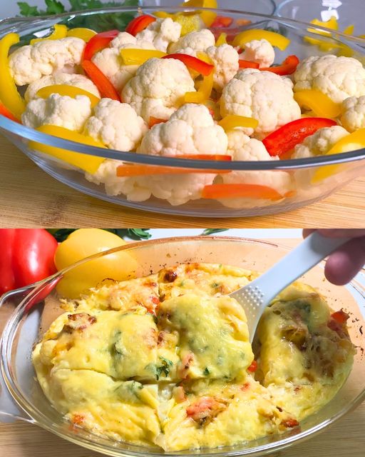Pieczony omlet z kalafiora i warzyw